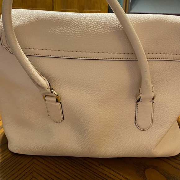 Kate Spade Beige Cream Light Pink Satchel with Tassel Accent Tote Purse Bag EUC - Picture 3 of 9